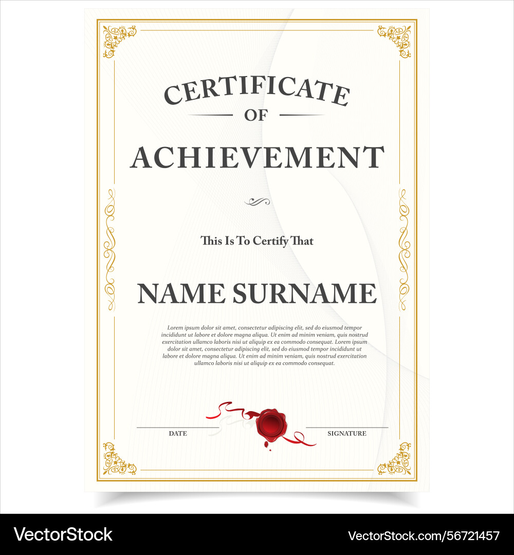 Retro certificate template design layout Vector Image