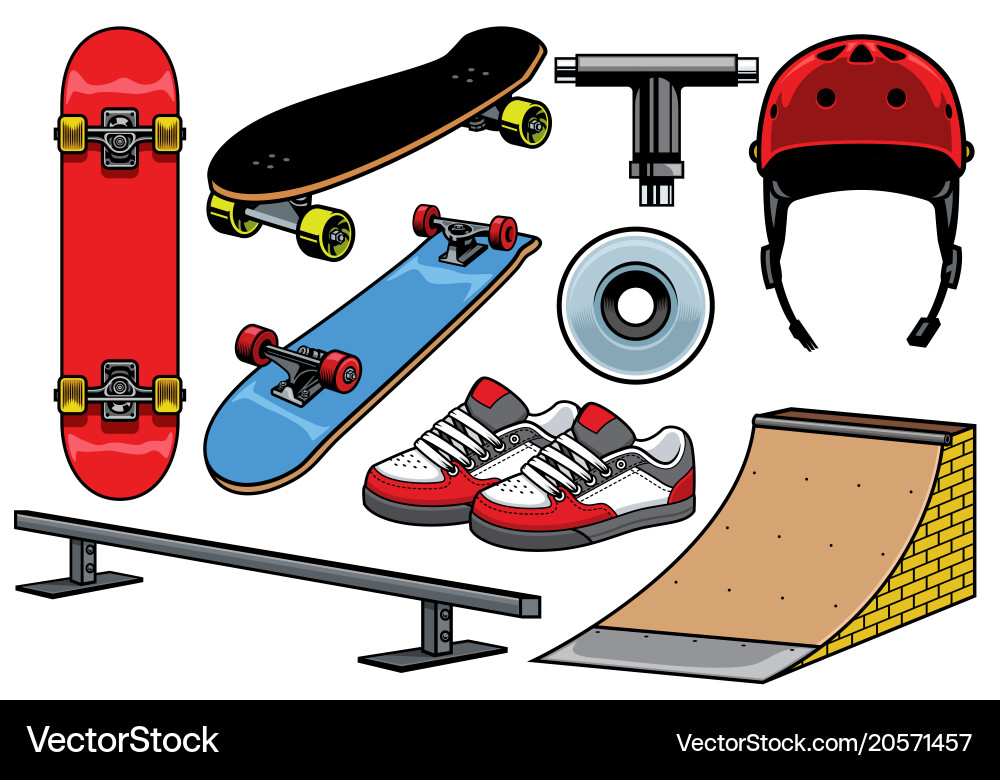 Skateboard Objects Collection vector image