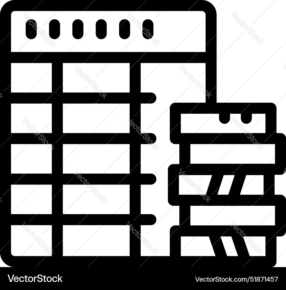 Spreadsheet software storing data on a server rack Spreadsheet software storing data on a server rack vector image