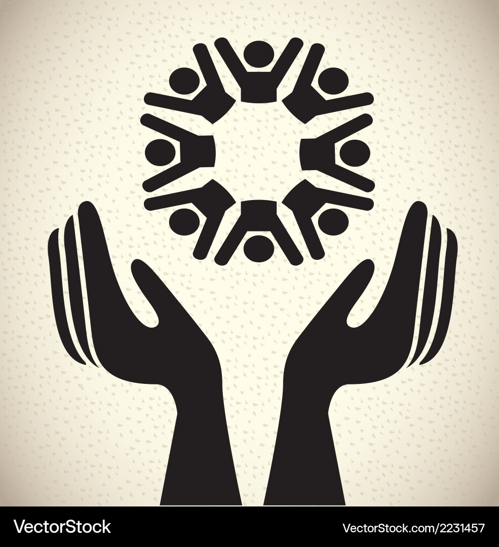 Teamwork design over pattern background vector image