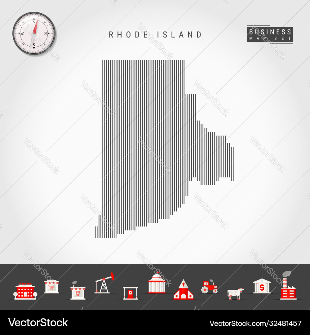 Vertical lines pattern map rhode island Vector Image
