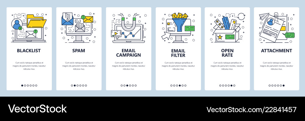 Web site linear art onboarding screens vector image