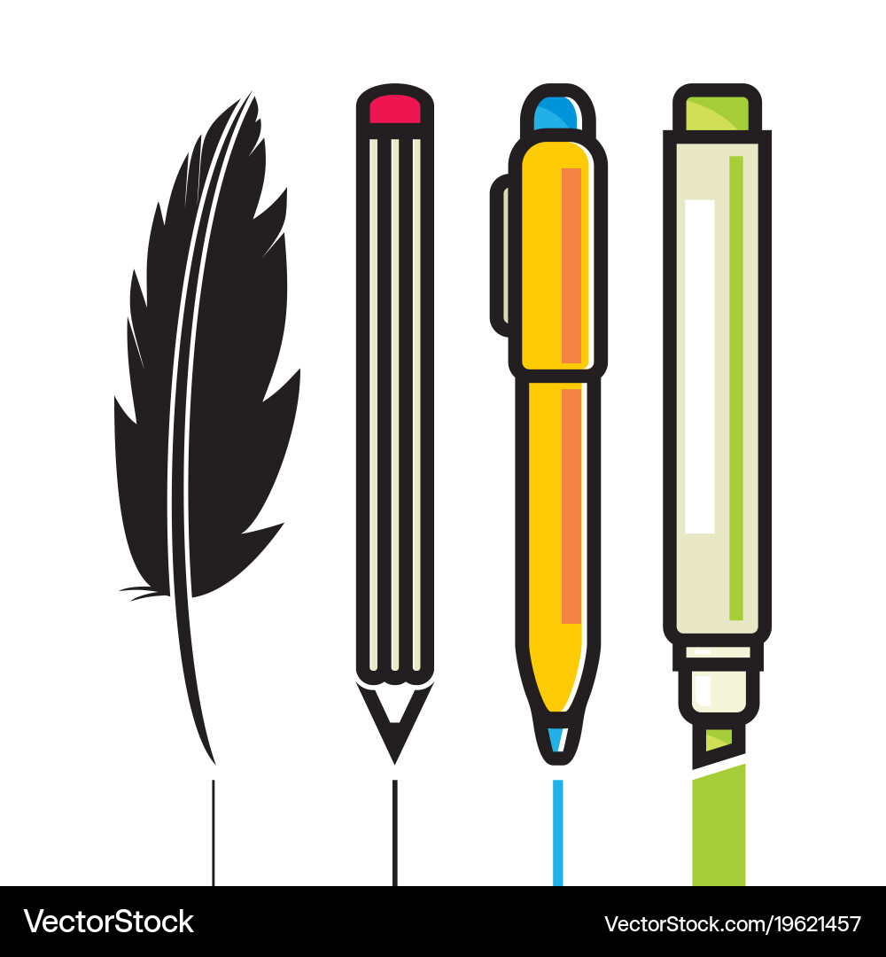 Writing Tools Collection Vector Image