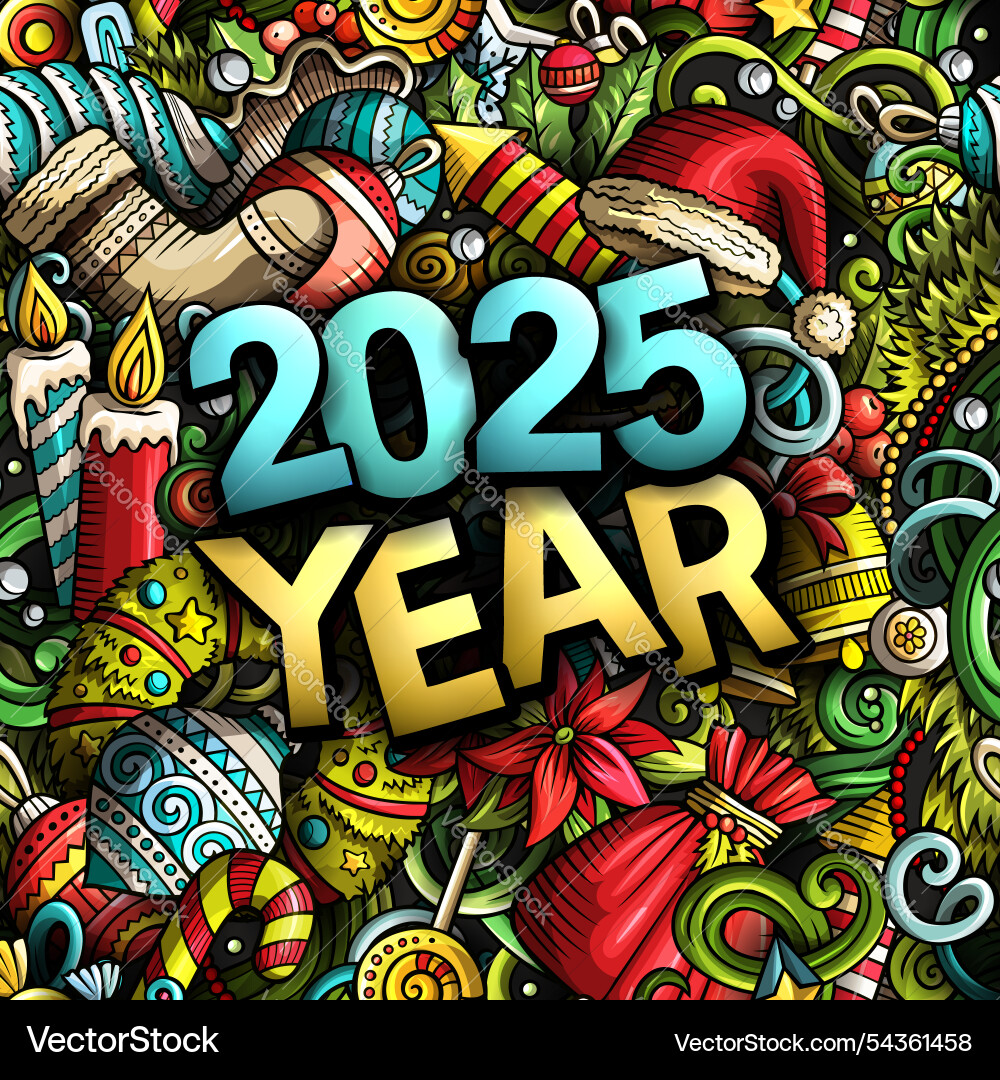 2025 doodles new year objects and elements design 2025 doodles new year objects and elements design Vector Image