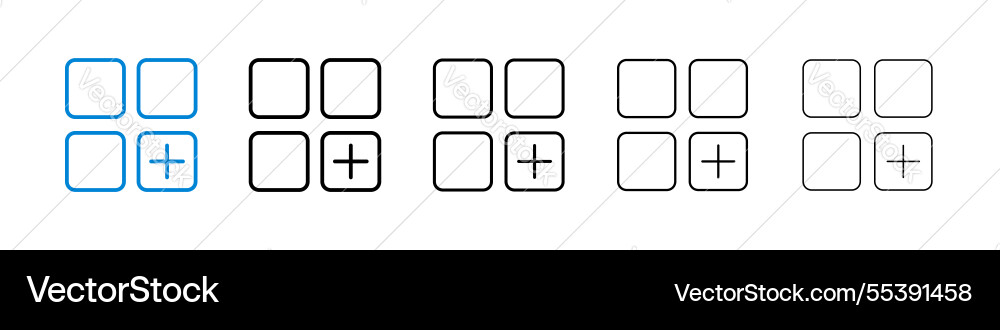 Add apps icons in five different stroke sizes vector image