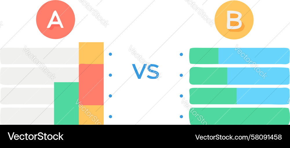 Bar Chart Comparison: A vs B Vector Image
