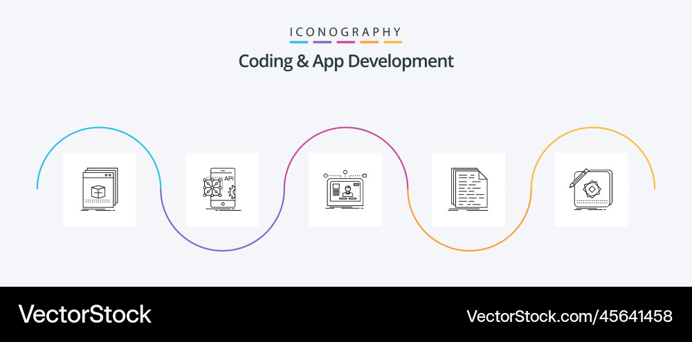 Coding and app development line 5 icon pack Vector Image