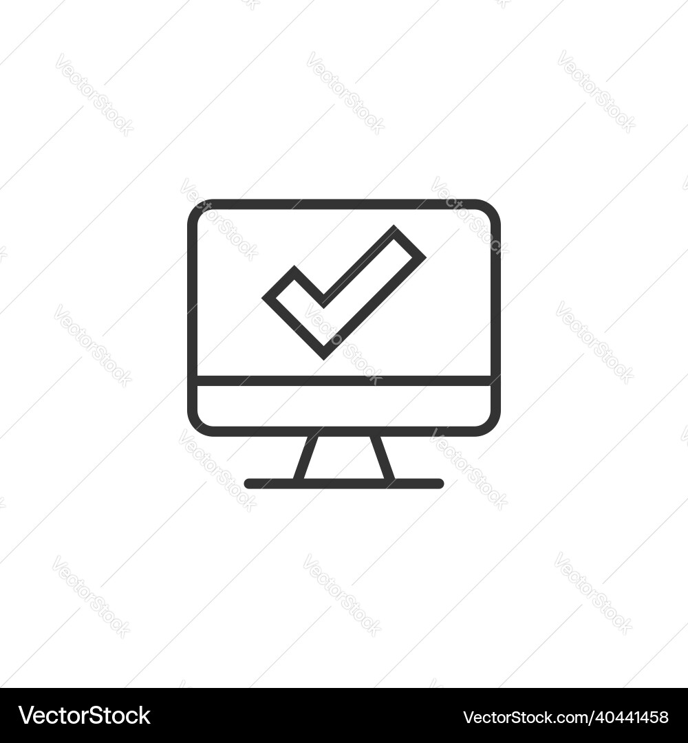 Computer check mark icon in flat style survey Computer check mark icon in flat style survey Vector Image