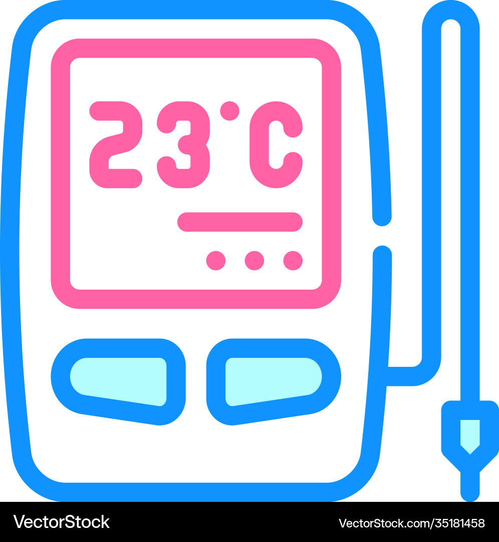 Digital thermometer with sensor color icon vector image