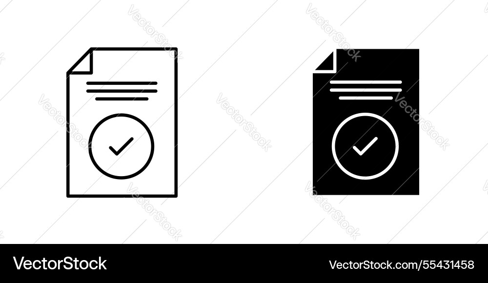 Document accept icons set in filled and strokes Document accept icons set in filled and strokes Vector Image