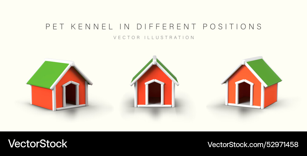 Empty 3d kennel view from different sides vector image