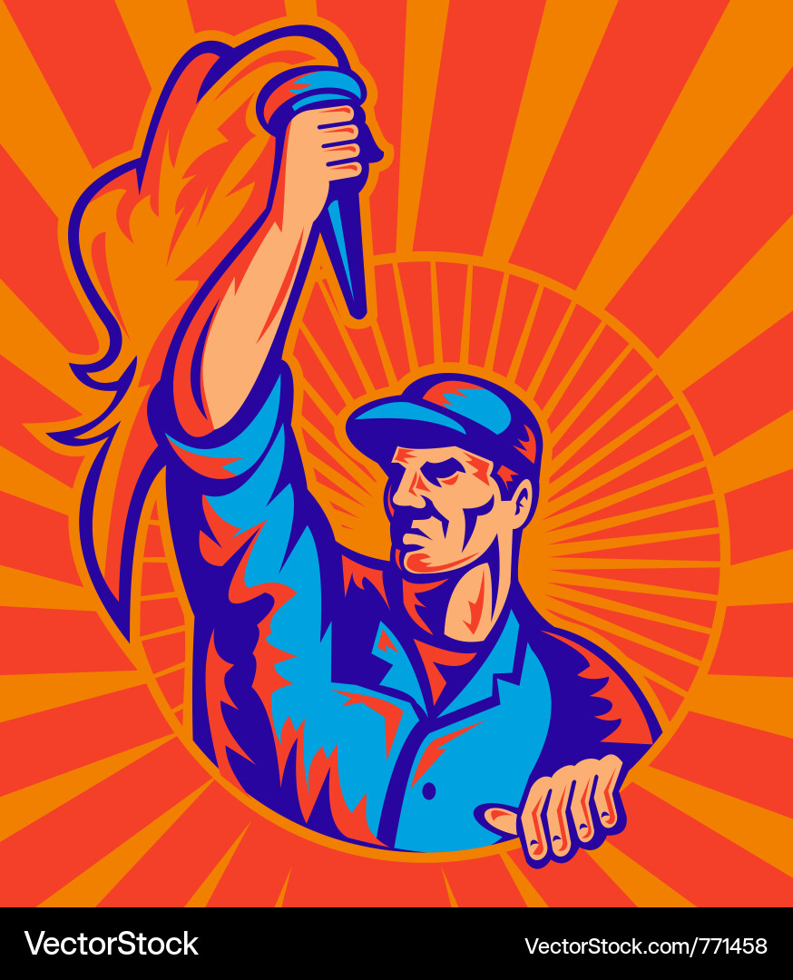 Flaming Torch Worker vector image