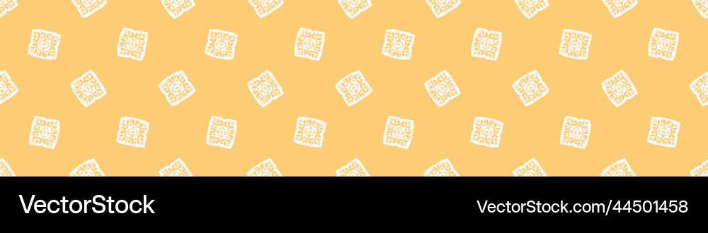 Hand drawn retro block print seamless border Hand drawn retro block print seamless border vector image