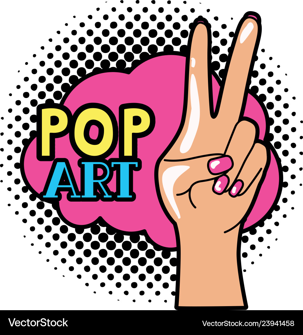 Hand mit Friedenszeichen und Liebe Popkunst Hand mit Friedenszeichen und Liebe Popkunst vektorbild
