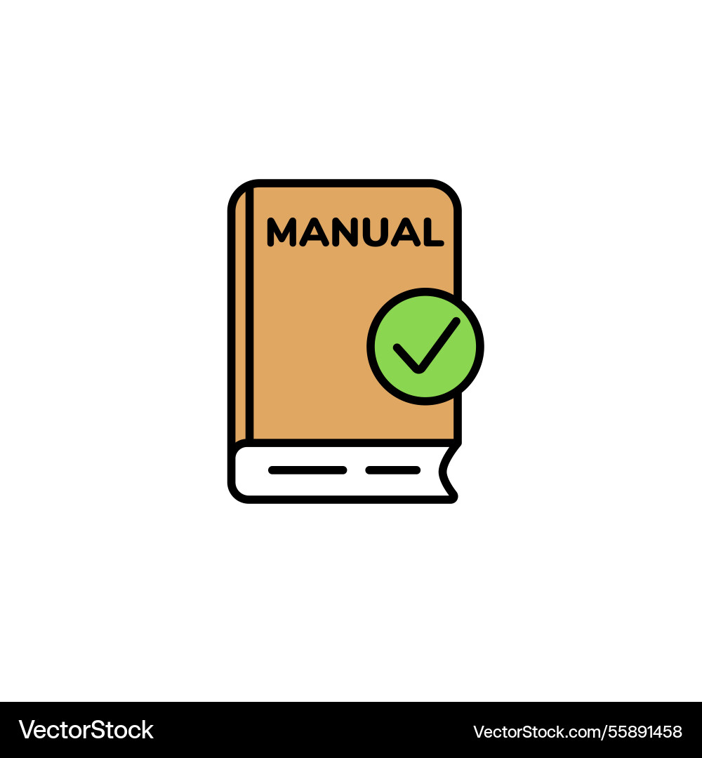 Instruction manual icon with a check mark symbol vector image