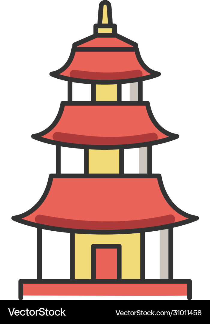 Japanese temple rgb color icon Japanese temple rgb color icon vector image