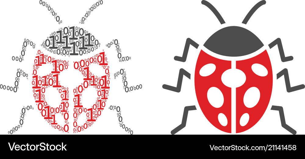 Ladybird bug composition of binary digits vector image