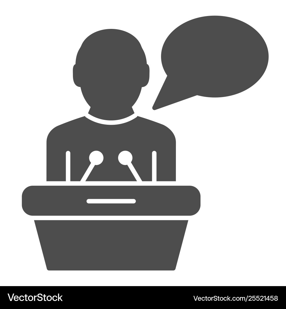 Lecturer on tribune solid icon public lecture Lecturer on tribune solid icon public lecture vector image