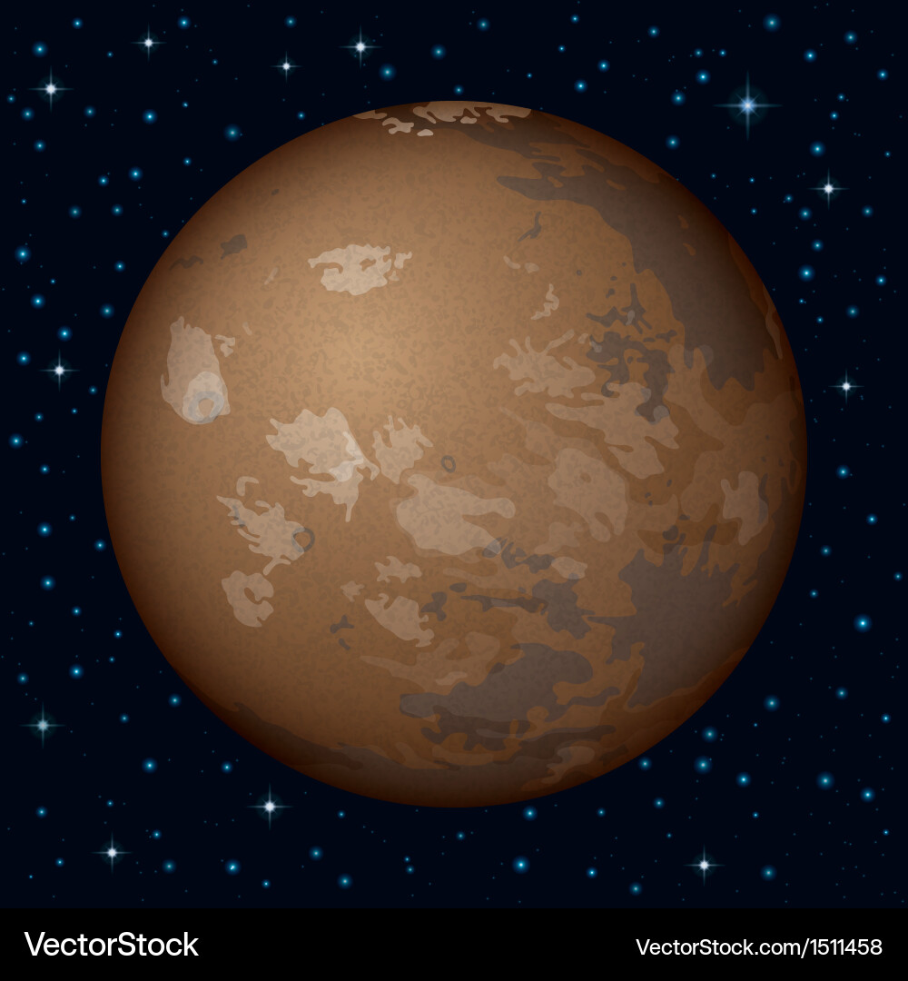 Mars in Space - Realistic Planet Vector Image