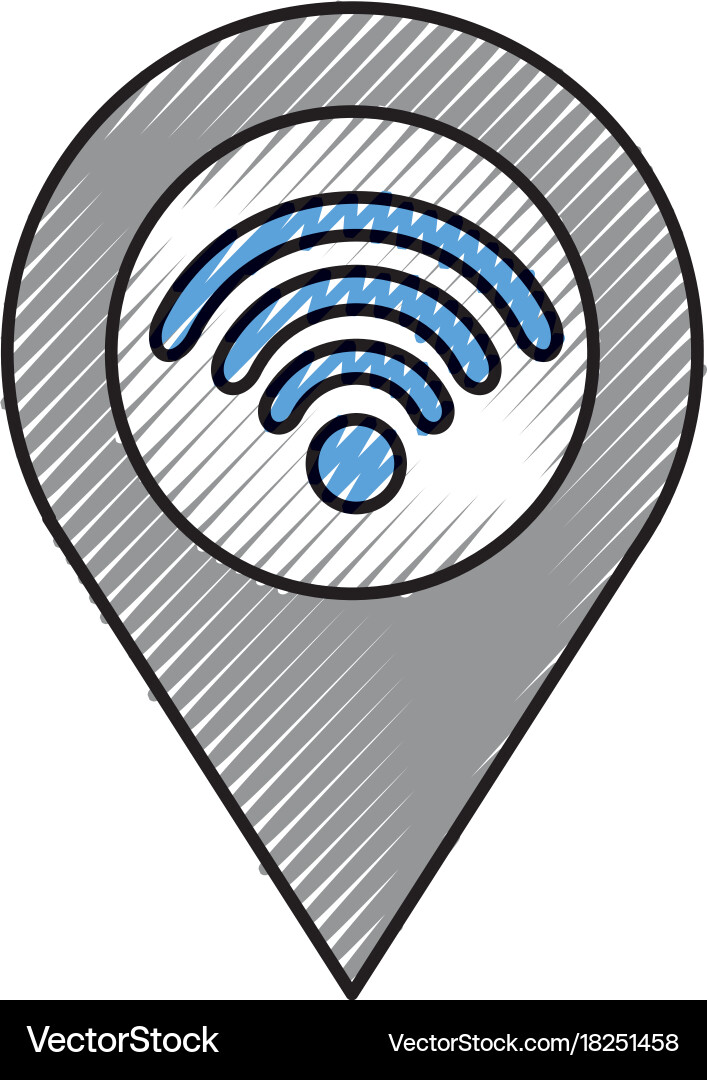 Pointer map with wifi internet signal connection Vector Image