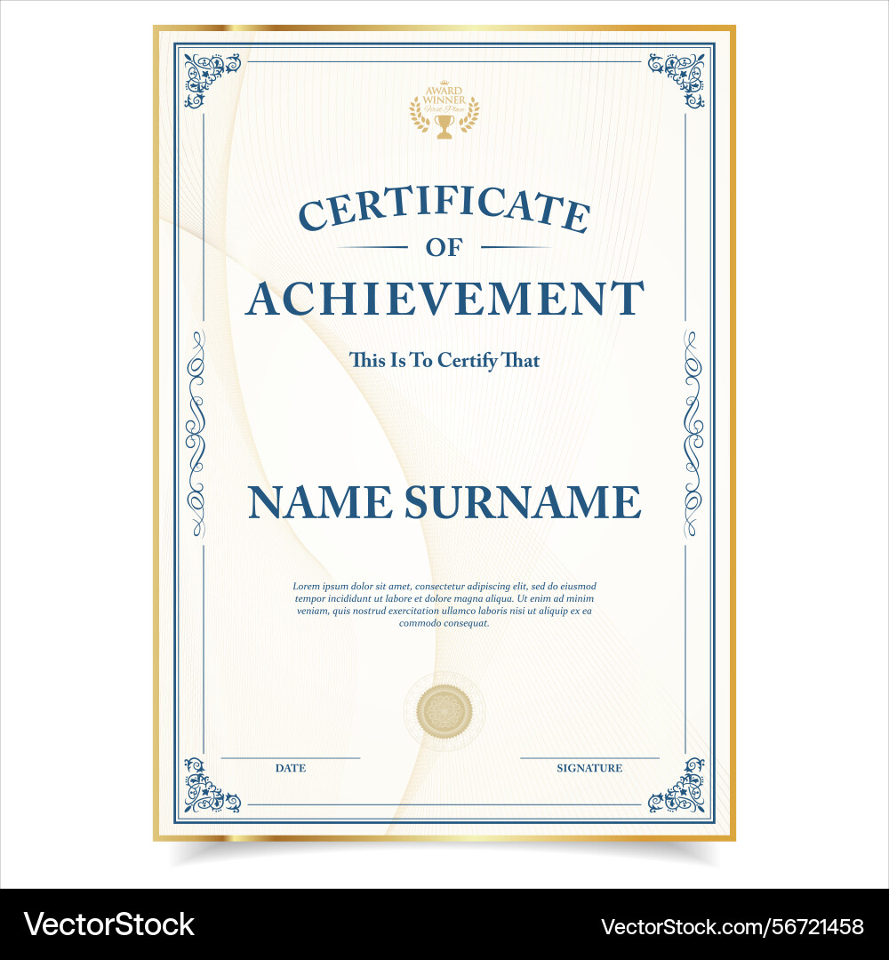 Retro certificate template design layout Vector Image