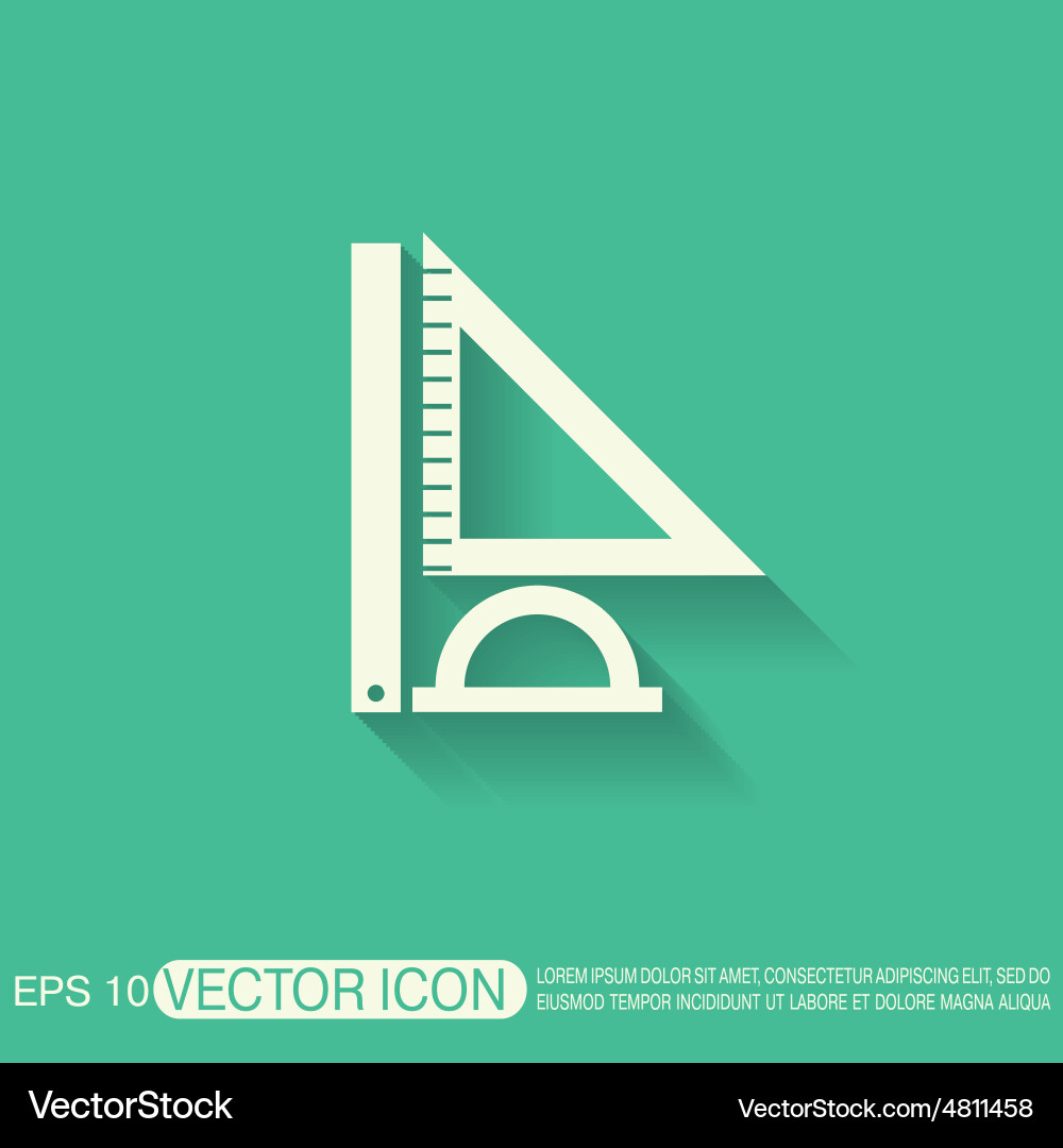 Ruler protractor triangle symbol of geometry vector image