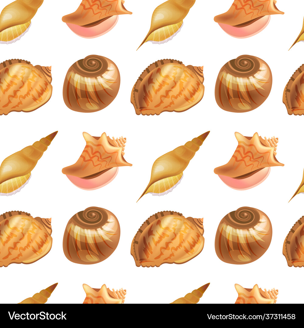 Seamless pattern with marine shells endless Seamless pattern with marine shells endless vector image