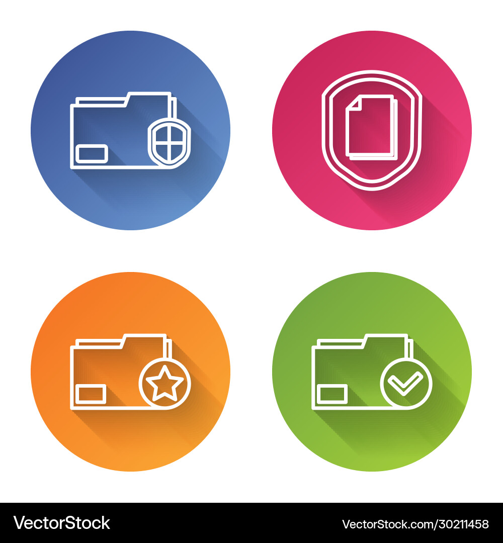 Set line document folder protection Set line document folder protection vector image