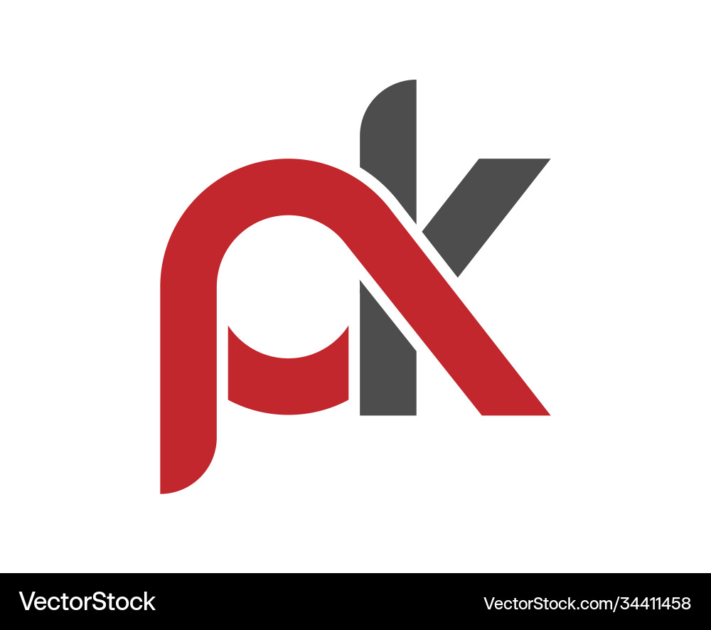 Stylized lowercase letters p and k are linked Stylized lowercase letters p and k are linked vector image