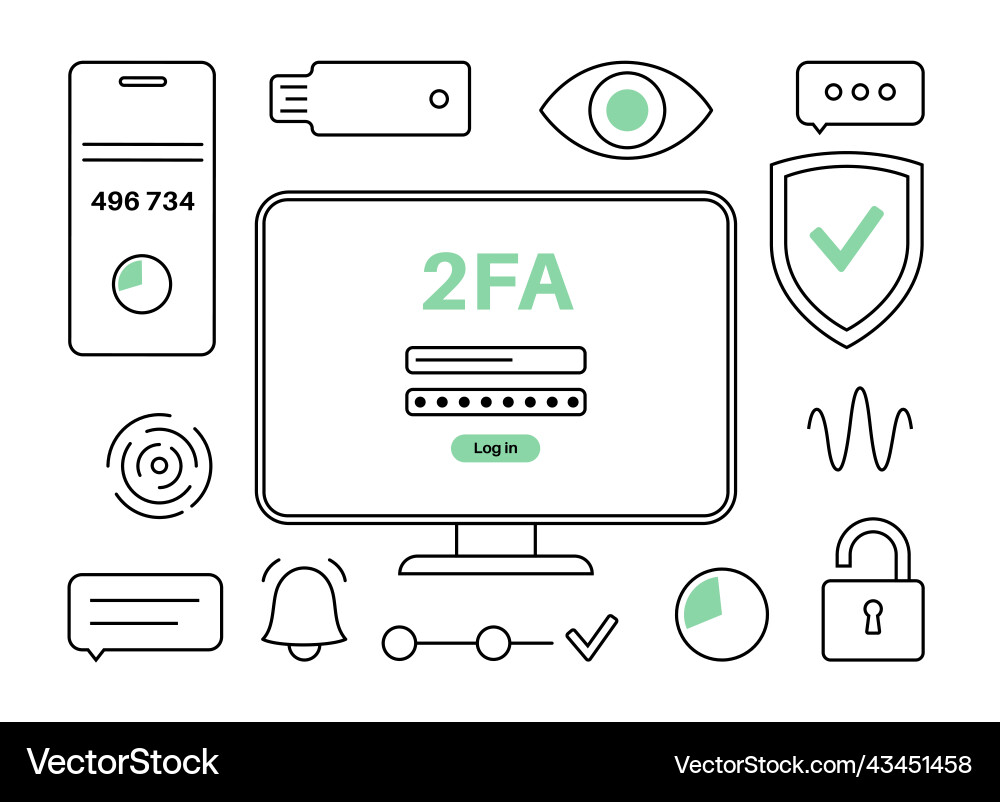 Two-Factor Authentication Security vector image