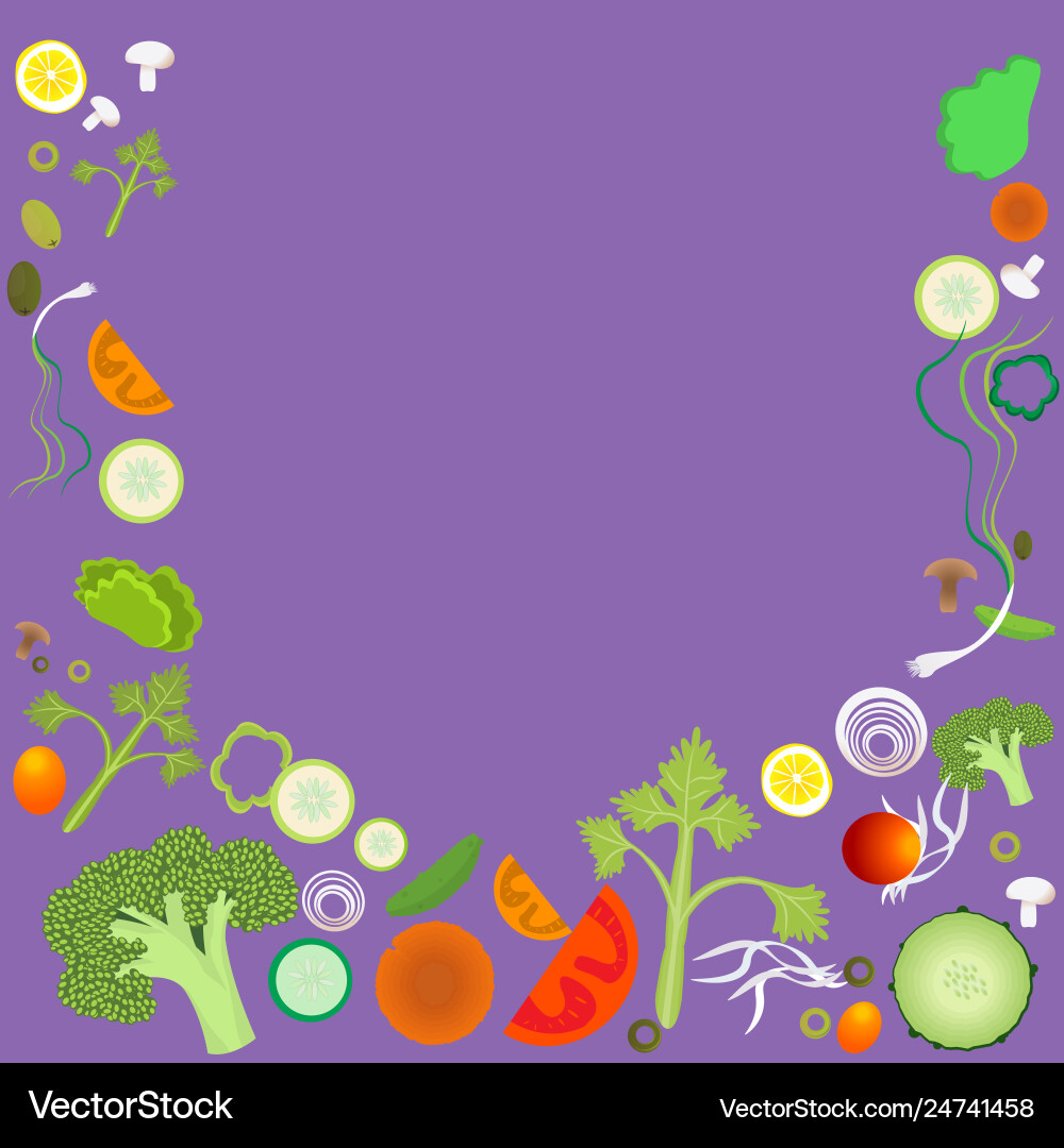 Vegetable pattern frame for web and print Vector Image