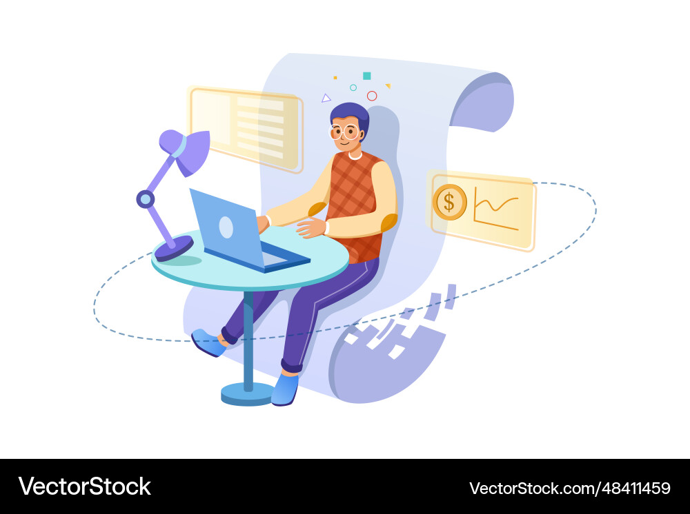 Business analyst working on statistical data Business analyst working on statistical data vector image