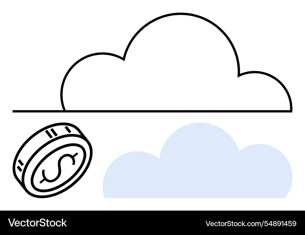 Cloud storage concept with coin representing vector image