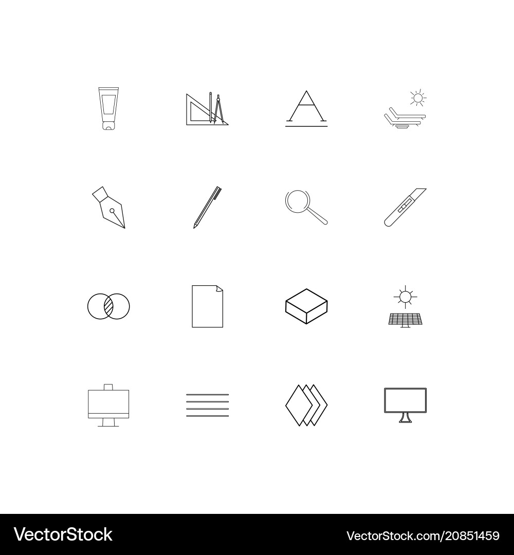 Creative process and design linear thin icons set vector image