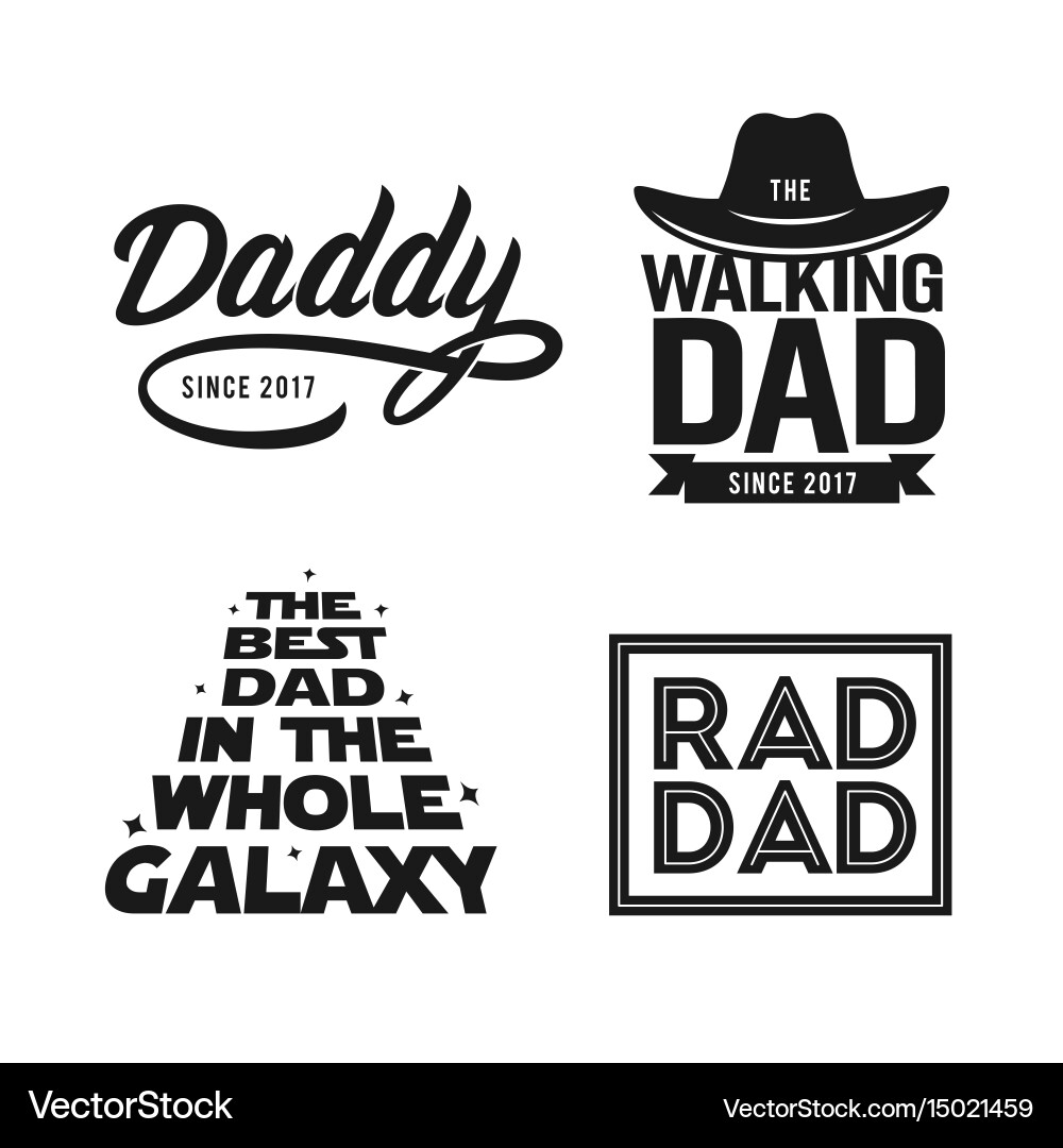 Dad T-Shirt Quote Set - Father's Day Vector Image