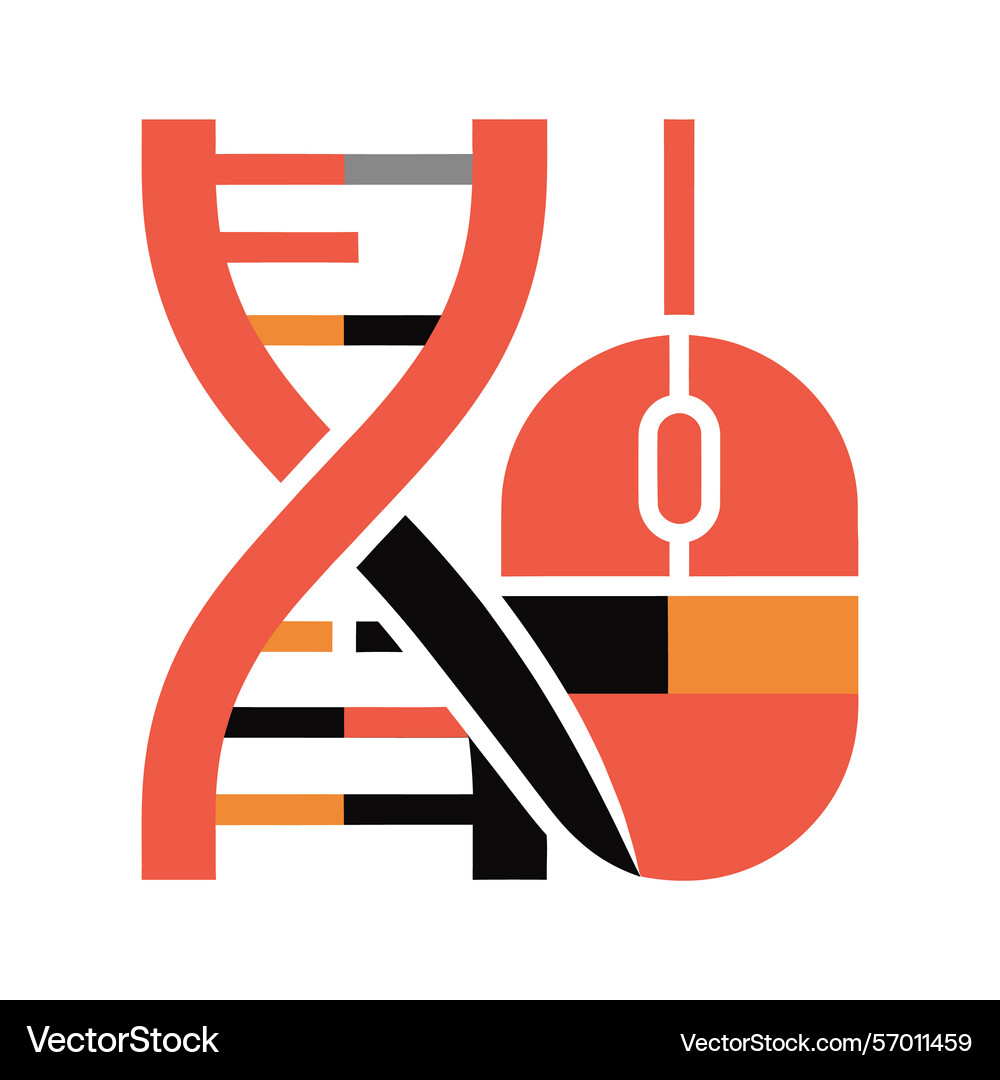 Dna strand and computer mouse icon representing Dna strand and computer mouse icon representing vector image
