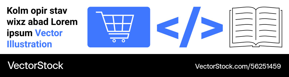 E-commerce shopping cart coding tag and open E-commerce shopping cart coding tag and open vector image