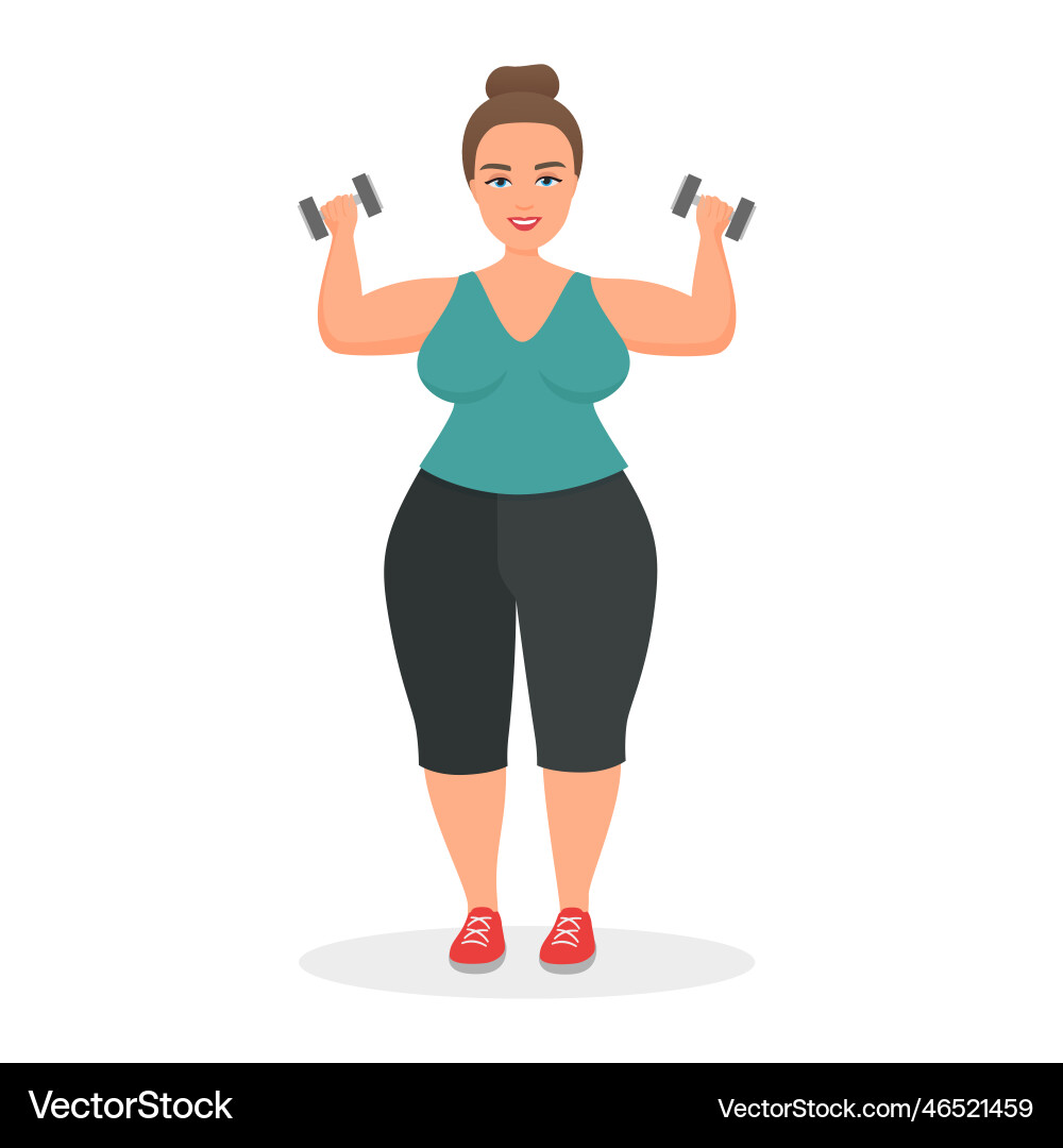 Fat woman exercising Royalty Free Vector Image
