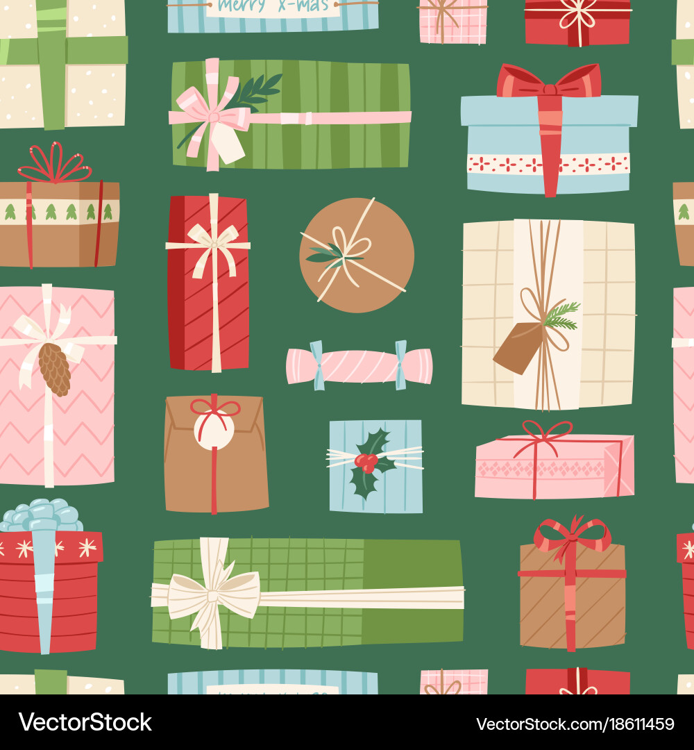 Festive Gift Boxes - Christmas Present Pack Vector Image