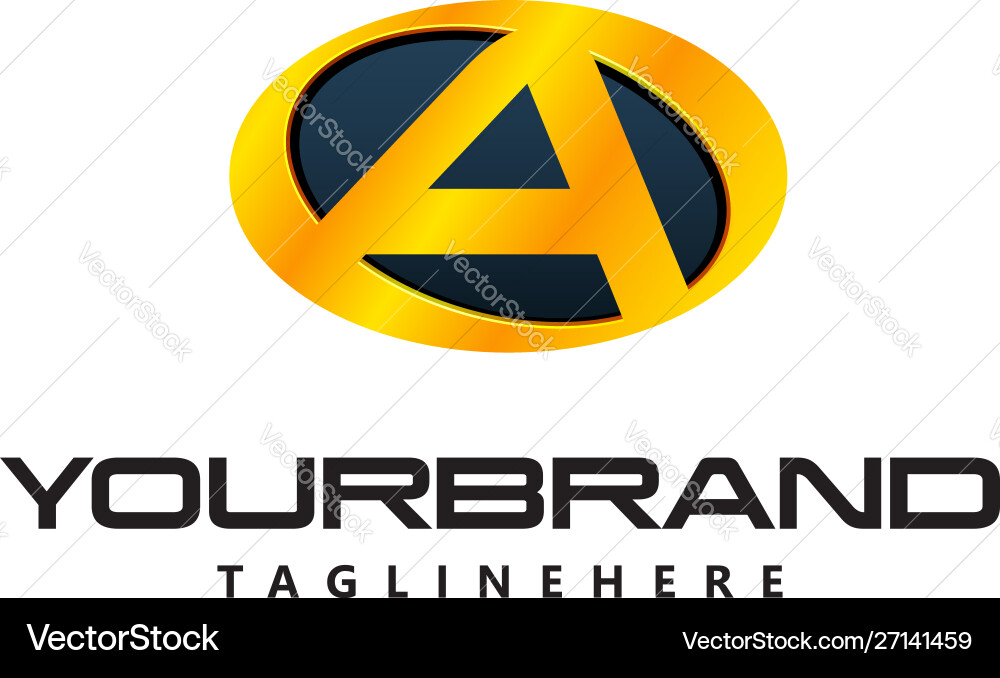 Goldener Buchstabe ein Logo gebogen oval Form Auto Guard Goldener Buchstabe ein Logo gebogen oval Form Auto Guard vektorbild
