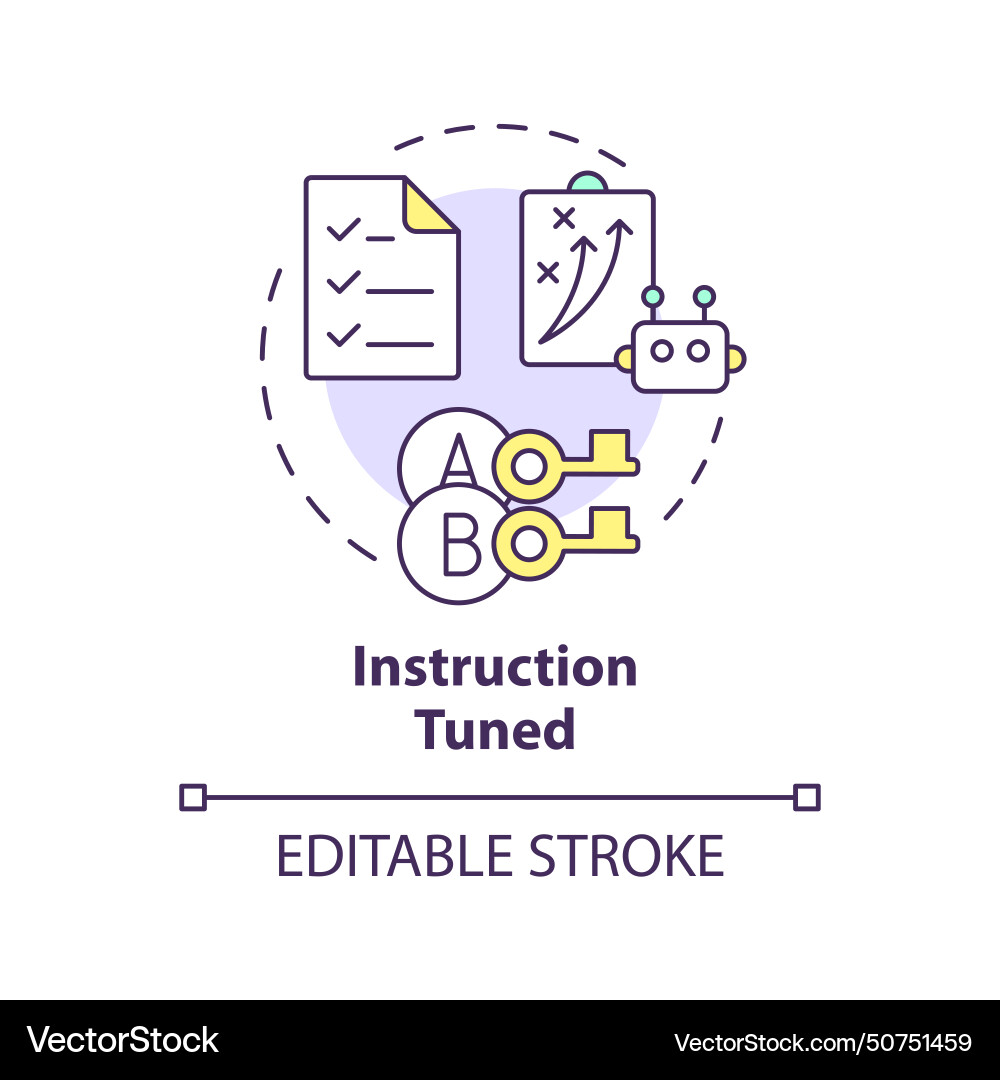 Instruction tuned multi color concept icon vector image