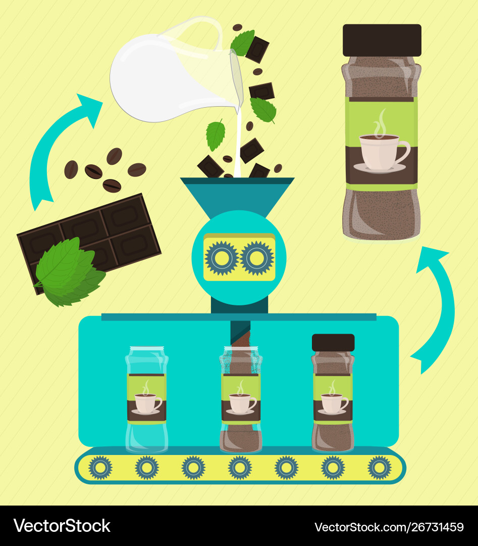 Milk coffee and chocolate powder with mint Milk coffee and chocolate powder with mint vector image