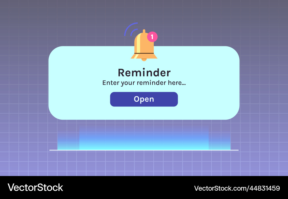 Reminder notification page with floating elements Reminder notification page with floating elements vector image