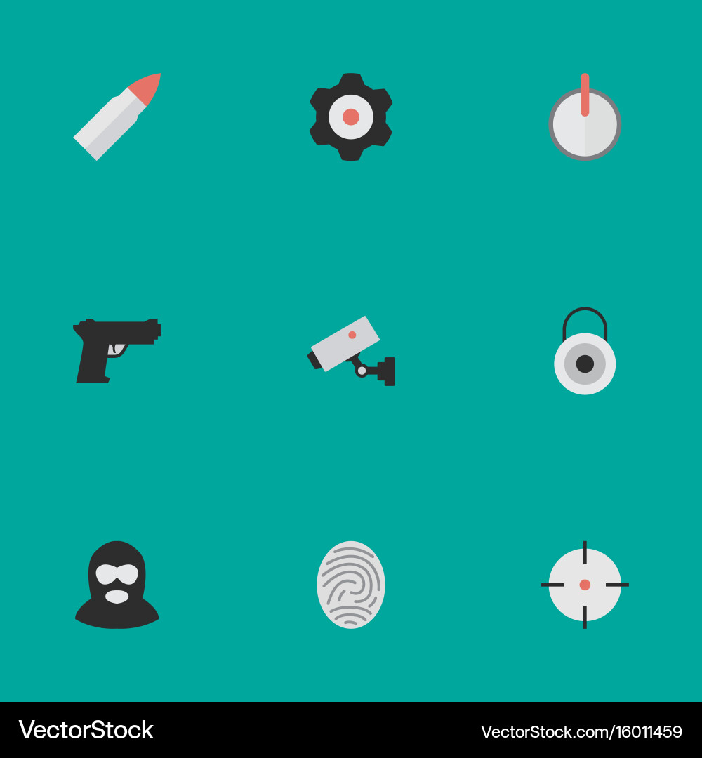 Set of simple offense icons elements target safe vector image