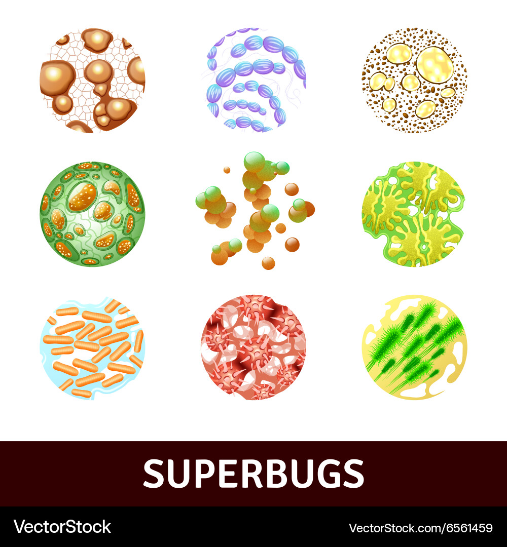 Superbugs realistisches Set Lizenzfreies Vektorbild