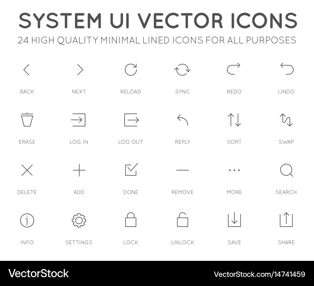 System user interface ui icon set high quality Vector Image