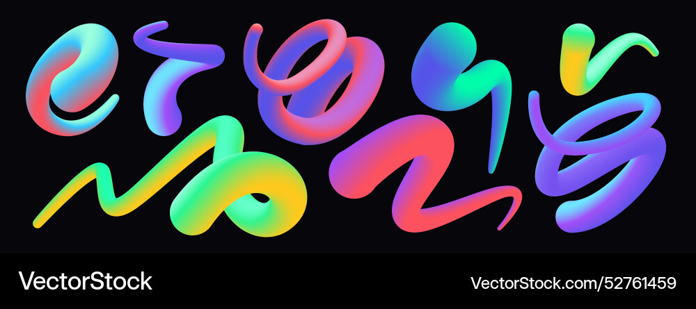 Wavy curly shape with colorful gradient modern 3d Wavy curly shape with colorful gradient modern 3d vector image