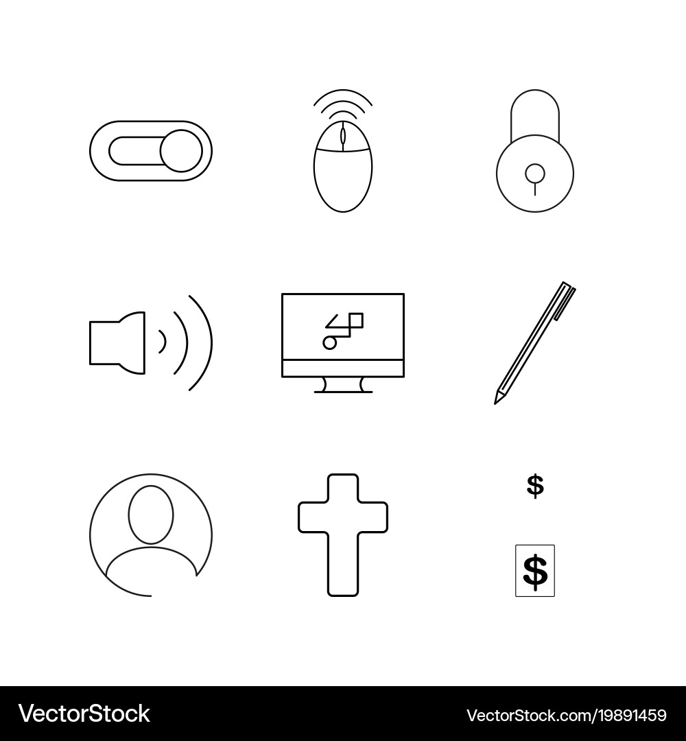 Web linear icon set simple outline icons vector image
