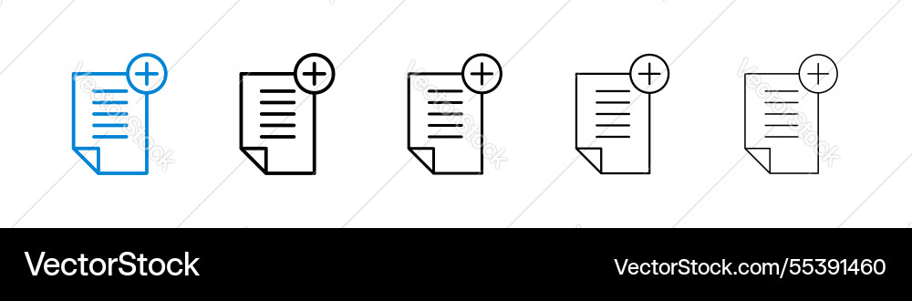 Add document icons in five different stroke sizes Add document icons in five different stroke sizes vector image