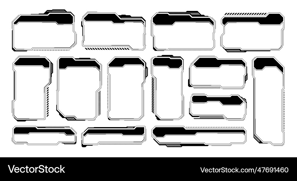 Black futuristic hud or ui elements sci-fi user Black futuristic hud or ui elements sci-fi user vector image